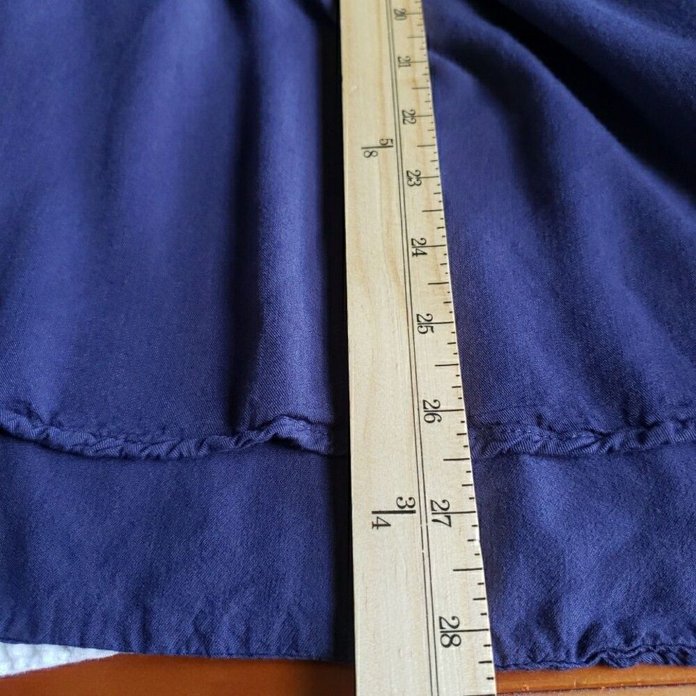 Torrid Navy Blue Challis Babydoll Blouse 0 XL 1X Long Sleeve Button Split Neck - Picture 8 of 10
